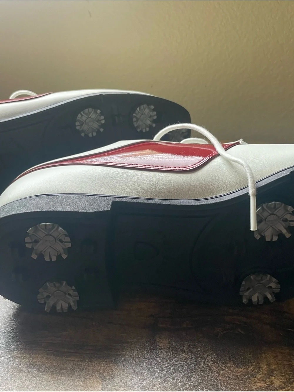 Nike White and Burgundy Athletic Golf Shoes